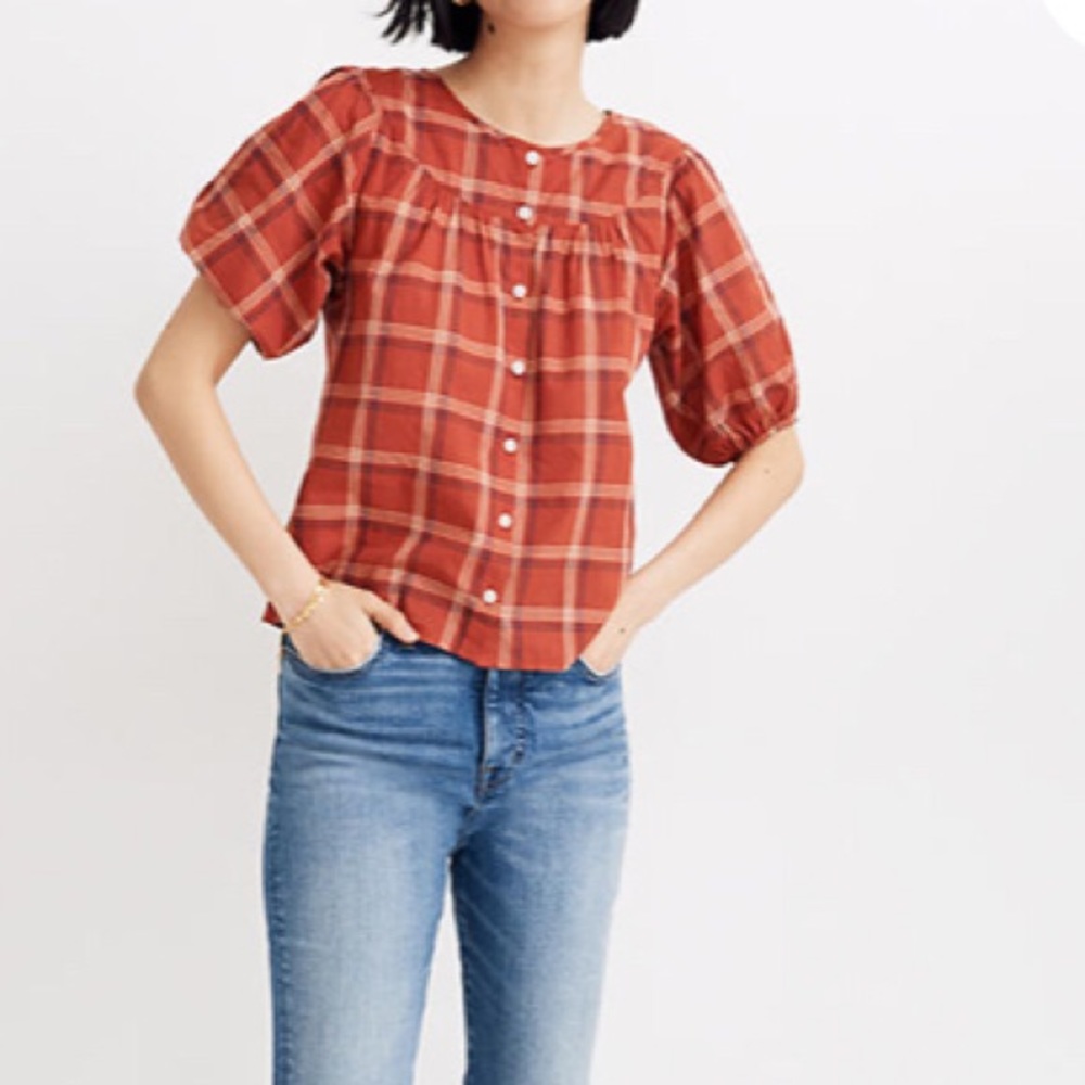 Madewell Plaid Swing Blouse ~ New w/Tags